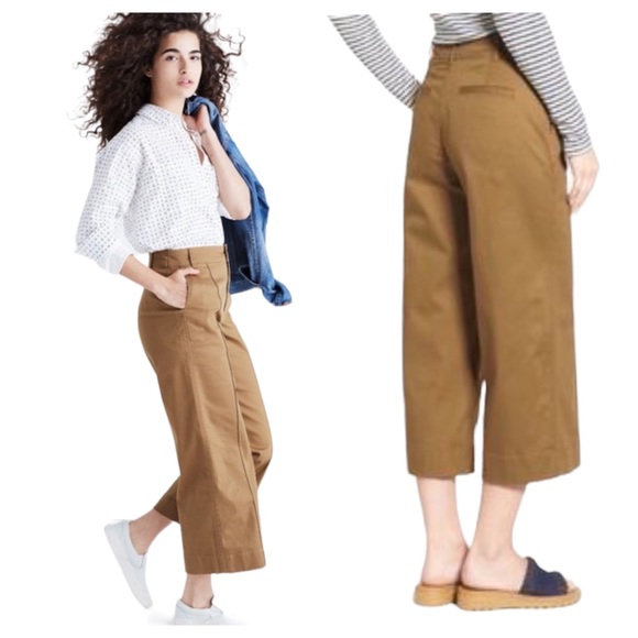 Madewell Pants - Madewell Langford Pintuck Wide Leg Pants in Dark Khaki Tan Size 27